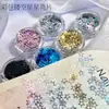 Lentejuelas de pentagrama caladas de colores para decoración de uñas, estrellas láser brillantes en varios tamaños, materiales de glitter para uñas DIY