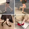 Directo de fábrica, zapatos Mary Jane de gamuza vintage de punta redonda de corte bajo con tira en T para mujer, versátiles y elegantes