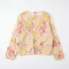 Suéter de mohair con estampado floral de estilo suave para mujer, 26 otoño nuevo en ropa para mujer, top de punto sin hombros con cuentas