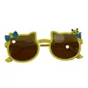 Gafas de sol para niños gatito forma kt gafas de sol para bebé niña de dibujos animados lazo gafas de sol a prueba de UV tesoro femenino