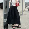 Falda de Lunares Blancos para Mujer, Nuevo Estilo Verano 2026, Falda de Línea A de Cintura Alta Adelgazante, Cubre Cadera, Elegante Falda Larga