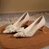 Zapatos de tacón alto para mujer estilo lazo francés con pedrería y lentejuelas, elegantes zapatos de boda, zapatos de novia, zapatos de tacón de aguja de punta fina