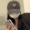 Gorra Lavada Antigua para Mujer de Cabeza Grande Gorra de Almacén Vintage Dulce Fresca Chica Picante Amor Parte Superior Suave Gorra de Béisbol Muestra Cara Pequeña