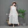 Tie-Dye Branco Embrião Tingimento de Plantas Artesanal Tintura Azul Tintura Especial Vestido Branco Sling Turismo Traje Étnico Atacado
