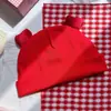 Gorro de Bebé para Primavera y Otoño de Algodón Engrosado Cubriendo la Frente Fontanela del Recién Nacido Niña Protector Fontanela Cálido Corazón de Melocotón Gorro de Punto