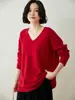 Nuevo Suéter de Punto de Cachemira para Mujer Otoño e Invierno 2026 Cuello en V Tejido Holgado Jersey Versátil Clásico Aspecto Adelgazante