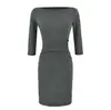 Vestido de Tres Cuartos Off-Shoulder Atractivo y Caliente, Moda Femenina Otoño Temprano 2026 Estilo Nuevo, Vestido Bodycon Elegante que Ceñe la Cintura y Adelgaza