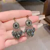 Pendientes de Borla de Cristal de Color Contrastante Elegantes Retro de Moda Francesa con Diamantes Pendientes Únicos de Nicho de Temperamento Pendientes