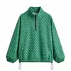 Fabricante Mayorista de Ropa Femenina Transfronteriza 2026 Aliexpress Moda de Venta Caliente Sudadera Chaqueta Holgada de Media Cremallera con Lunares