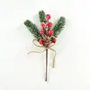 Galhos finos de pinho cobertos de neve em estoque, acessórios DIY para guirlanda de árvore de Natal, laços de corda de cânhamo, decorações de pinhas artificiais, galhos decorativos