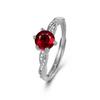 Anillo de turmalina roja de imitación de lujo de alta gama con seis garras para mujer, anillo de piedras preciosas de color rojo rosa con diamantes, joyería para mujer