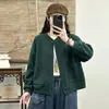 26 Moda Outono Nova Versátil Solto Casual Temperamento Redutor de Idade Jaqueta Patchwork Costela Gola Alta Cardigan Top