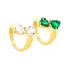 Anillo Abierto Triangular de Diamante Esmeralda Ins Accesible Diseño de Lujo Anillo de Diamante de Tres Garras Joyería Chapada en Oro de 18K para Mujeres