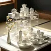Colección de Juegos de Té de Ceniza de Hierba de Tinta: Juegos de Té Kung Fu para Uso Doméstico, Incluyendo Tetera, Gaiwan, Taza de Maestro, Taza de Té, Taza Gonggai y Soporte para Tazas de Té