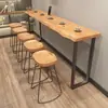 Mesa de bar de madeira maciça, mesa de pernas altas, mesa de lazer, mesa de lanche para café e chá de leite, montada na parede, simples, para uso doméstico, mesa de jantar longa