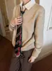 Suéter de Dos Piezas Falsas con Doble Cuello en V para Hombre Estilo Perezoso de Invierno Tejido Base Lel Camisa