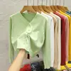Novo casaco cardigã de tricô liso feminino outono e inverno novo casaco preto de malha blusa de base de manga comprida