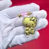 Chaveiro Banhado a Ouro Mini Gato KT Gato da Sorte Celular Desenho Animado Pingente de Bolsa Evento Empresarial Presente Atacado