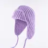 Chapéu Aviador de Lã Teddy Cor Sólida de Inverno para Mulheres, Gorro de Tricô à Prova de Frio com Proteção para Orelhas, Circunferência da Cabeça Grande, Chapéu de Tricô Moderno e Quente