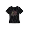 Nueva camiseta blanca de lunares de manga corta para mujer de verano, estampado floral de graffiti de nicho, top versátil de corte ajustado
