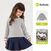 69,90 por Qualquer 3 ItensCamiseta de Manga Longa Infantil Dudu Camisa Básica Outono para Meninos Roupas Infantis Modernas para Meninas