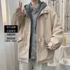 Casaco Falso Duas Peças Masculino Primavera e Outono Estilo Coreano Solto com Capuz Lã Casaco Ins Dark High Street Tendência Casaco