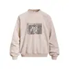 Moletom com Estampa de Flor Frita Masculino Casual Primavera Outono Tendência Hip Hop Rapper Retrato Estampado Desgastado Lavado Solto Pulôver Moletom Estilo Americano