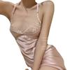 Lencería Sexy, No Necesitas Quitarte, Falda Femenina de Encaje Profundo en V sin Espalda, Ropa para el Hogar, Set de Camisón con Tirantes para Hermana F178