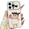 Funda de teléfono para selfie de chica con mascarilla, adecuada para Apple 17 Pro Max, diseño simple de dibujos animados, para Huawei, Xiaomi, Vivo, con ventana de visualización grande