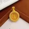 Tienda de Oro Mismo Estilo Chapado en Oro Incrustado de Diamantes Dios Amarillo de la Riqueza Brújula Giratoria Gawu Caja Colgante Collar Collar del Dios de la Riqueza Venta al por Mayor