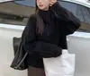 Abrigo tipo suéter de cuello alto estilo coreano con botones de cuerno para mujer, colección otoño e invierno 2026, suave y grueso, cárdigan de punto holgado, moderno