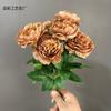 9 horquilla peonía oceánica flor de simulación de boda flor para mesa de salón de bodas flor para llevar flor para el hogar interior suave comercio exterior flor falsa