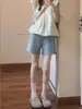 Shorts de Mezclilla Retro Estilo Americano Picante para Mujer Verano 2025 Nuevos Pantalones de Pierna Ancha Sueltos Adelgazantes de Cintura Alta