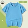 Camiseta de manga corta de algodón puro para niños y niñas de verano, camiseta básica de color sólido con cuello redondo, ropa para clase, ropa para actividades al por mayor