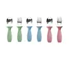 Aço Inoxidável 304 Cabo de Silicone Garfo Colher Infantil Conjunto de 6 Peças Colher de Alimentação de Silicone para Bebê Colher de Treinamento para Bebê