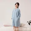Camisola de Algodão Macio Feminina Manga Longa Outono e Inverno Algodão Puro Gola Redonda Cardigan 100% Algodão Fio de Quatro Camadas Roupão Solto para Casa