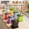 Vasos grandes quadrados para suculentas no atacado com aberturas largas para uso em mesa interna e varanda, vasos pequenos coloridos para flores de suculentas com bandejas de plástico espessado