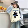 Moletom Dopamina com Gola Redonda para Meninas, Outono e Primavera Soltinho de Manga Longa Raglan Infantil Casual, Blusa Top Estilo Coreano para Crianças