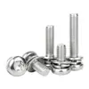 Tornillos Combinados de Cabeza Redonda y Cabeza Plana Torx de Acero Inoxidable 304 con Arandelas de Resorte Planas Tornillos Pernos M3M4M5M6M8