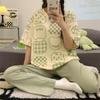 Pijamas de Verano Nuevos, Ropa para el Hogar para Niñas, Pantalones de Manga Corta, Trajes Casuales que se Pueden Usar en el Exterior, Cuello Redondo, Sueltos, Estilo Caliente Transfronterizo