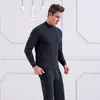 Traje de ropa interior para hombre de otoño e invierno, cuello redondo medio alto, para mediana edad y ancianos, delgado, cálido, ropa de otoño, pantalones largos, suéter