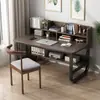 Escritorio para el hogar con estantería integrada, escritorio para computadora, escritorio para juegos, escritorio para escribir para niñas, escritorio simple, juego de escritorio y silla para estudiar