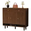Gabinete de zapatos de entrada de madera maciza de caucho para sala de estar, con cajones para guardar zapatos, gabinete de zapatos de tres puertas de gran capacidad