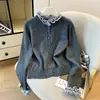 Suéter de Tricô Versátil Fashionável Chique Estilo Coreano Novo para Outono e Inverno para Mulheres