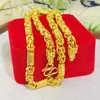 Collar de Tubo Trenzado con Forma de Corazón y Cabeza de Dragón Chapado en Oro para Hombres, Mismo Estilo que las Joyerías, Diseño Audaz de Nicho con Cadena de Alta Gama