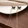 Nuevos Pendientes Largos con Borlas de Mariposa Negra Simples y Elegantes Pendientes de Lujo Accesible Pendientes de Gama Alta Pendientes con Diseño Retro para Mujer