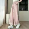 Pantalones Vaqueros Finos de Tencel para Primavera/Verano para Estudiantes de Secundaria y Preparatoria, Pantalones de Pierna Ancha con Retazos de Encaje, Pantalones Casuales Rectos Cortos