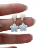 Aretes de Flor Azul Manchada, Broches para Orejas de Mujer, Aretes Pequeños y Lindos para Niña, Adecuados para el Verano, Tendencia de Aretes Pequeños Frescos