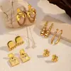 Pendientes Elegantes de Acero Inoxidable con Diseño Retro Irregular Geométrico Cuadrado Hueco Corazón de Melocotón Poker Europeos y Americanos de Nicho Venta al por Mayor