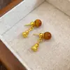 Brincos Pingente Cavalo do Ano Zodiacal Banhados a Ouro Real 18K, Novos Brincos de Pino Versáteis Estilo Chinês Retrô, Brincos Elegantes de Luxo Leve